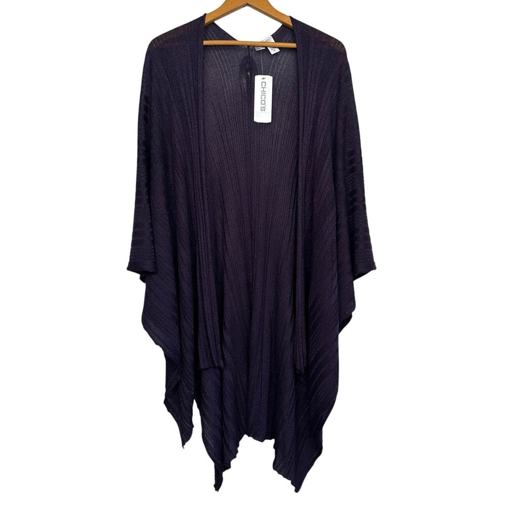Chico’s Women’s Amethyst Ruana Open Front Kimono Shawl Wrap One Size NWT